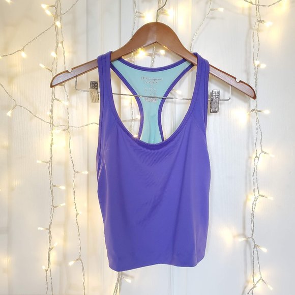 💜 Champion Cropped Indigo Workout Tank Top - Picture 1 of 4